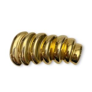 Vintage Alexis Kirk Sculptural Ripple Polished Goldtone Large Belt Buckle